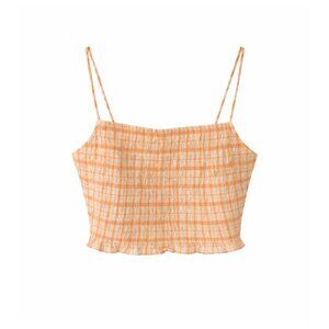 Elodie Peach Smocked Crop Top Extra Large NWOT